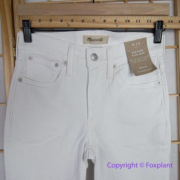 NEW Madewell Kick Out Crop Jeans in pure white, 24 - Picture 5 of 16